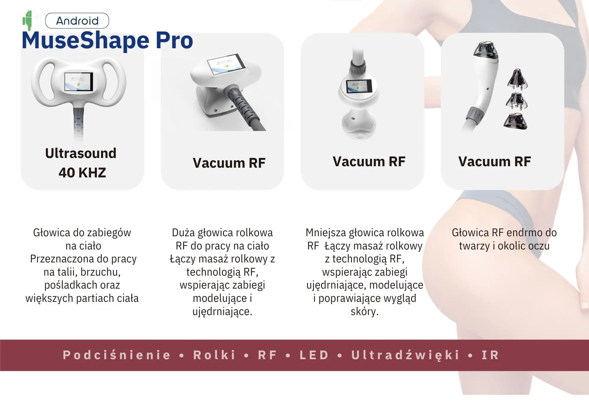 Profesjonalne urządzenie Muse Shape PRO do endermologii RF vacuum i kawitacji